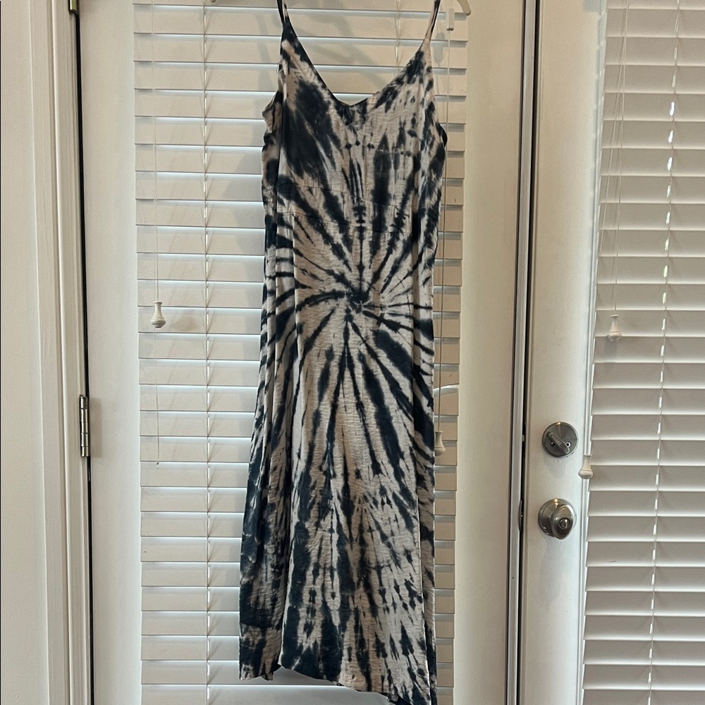 LACAUSA Black and Cream Tie-Dye Alma Slip Dress